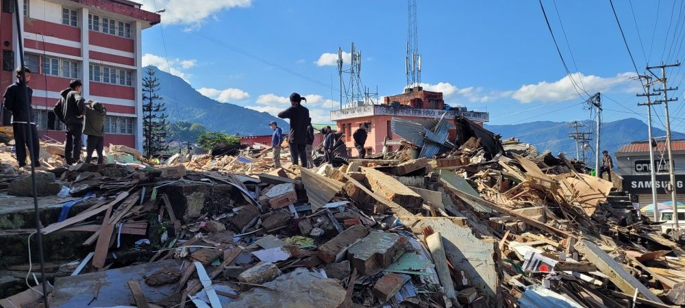 Workers demolish the old building of the Naga Club in Kohima on December 29. (Morung Photo)